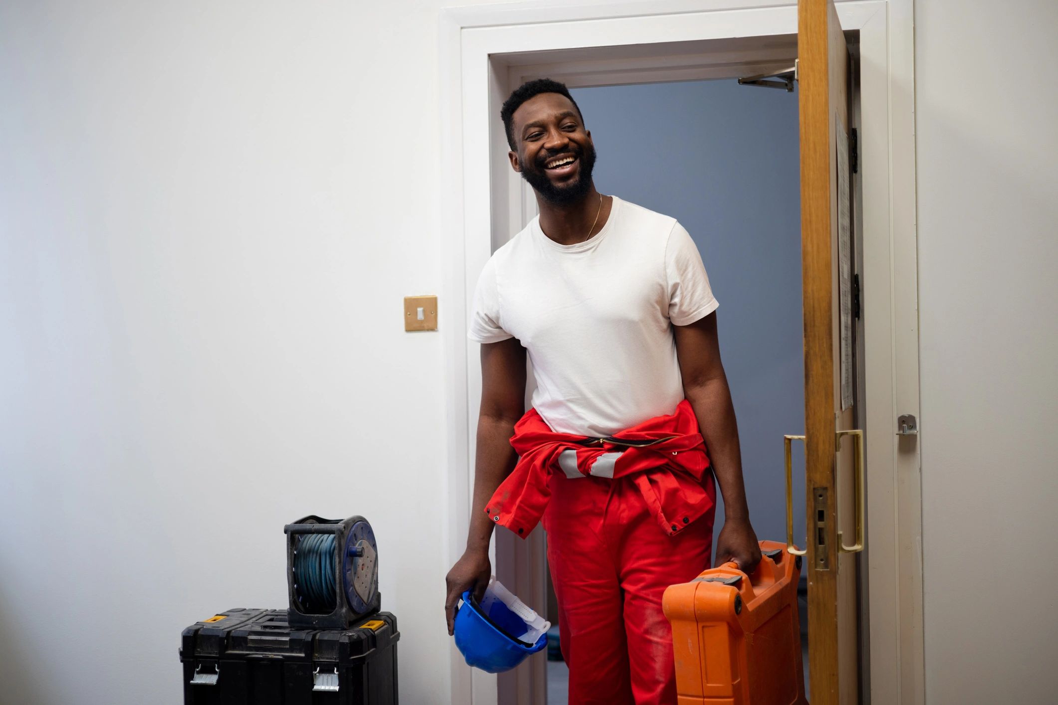 Service technician ready for appliance repair visit